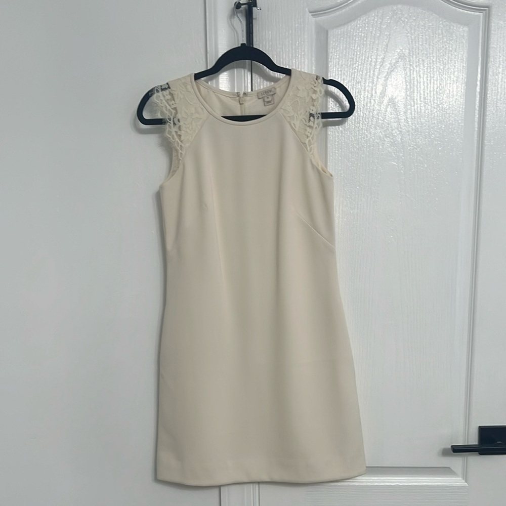 J. Crew Cream Sheath Mini Dress Sleeveless Crew Neck
